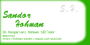 sandor hohman business card